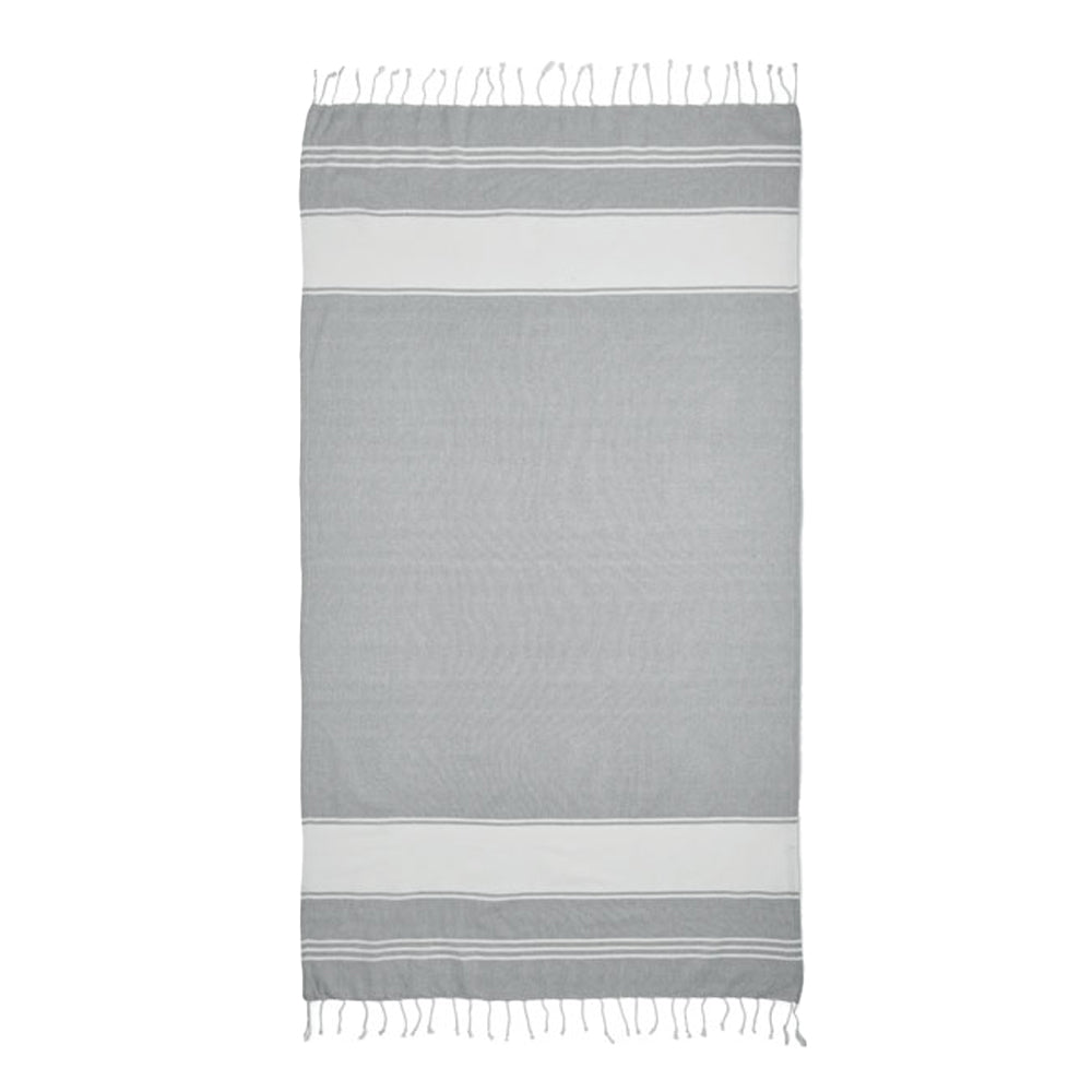 Grey - Side - MidOcean Hammam Towel Drawstring Bag Set