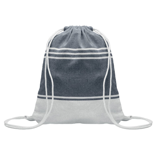 Blue - Front - MidOcean Hammam Towel Drawstring Bag Set