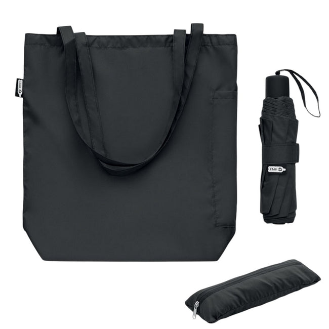 Black - Front - MidOcean Seattle RPET Folding Umbrella Set