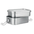 Matt Silver - Side - MidOcean Double Chan Stainless Steel Lunch Box