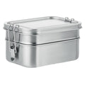 Matt Silver - Front - MidOcean Double Chan Stainless Steel Lunch Box
