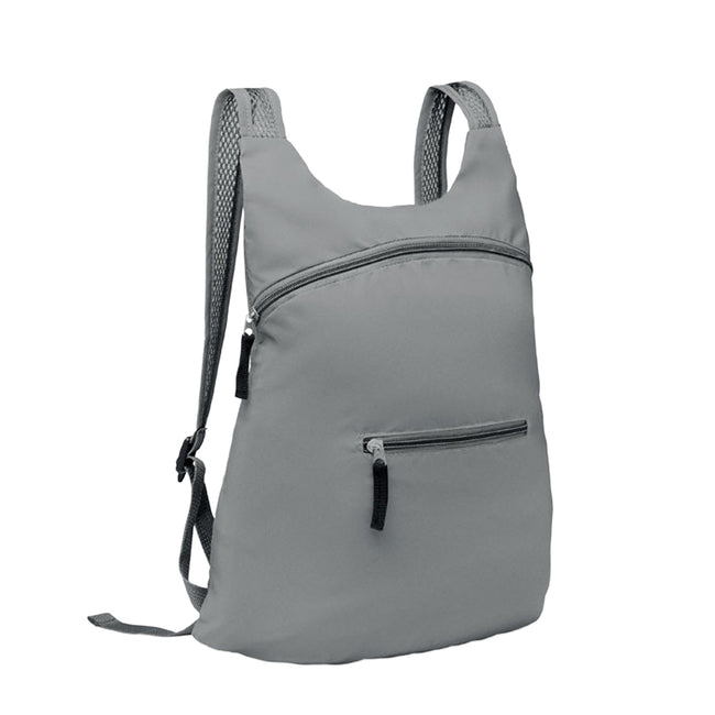 Matt Silver - Front - MidOcean Destello Foldable Sports Reflective Backpack