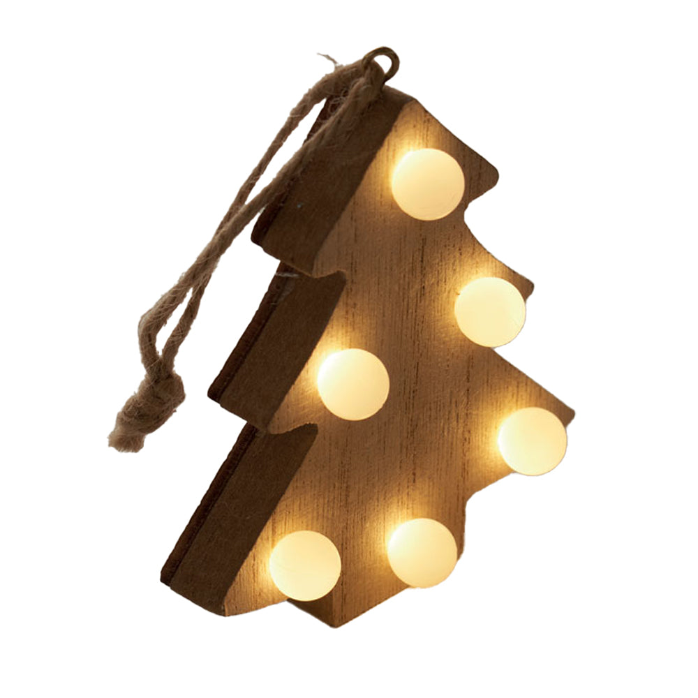 Wood - Side - MidOcean Lulie Wooden Lights Tree Decoration (Batteries Included)