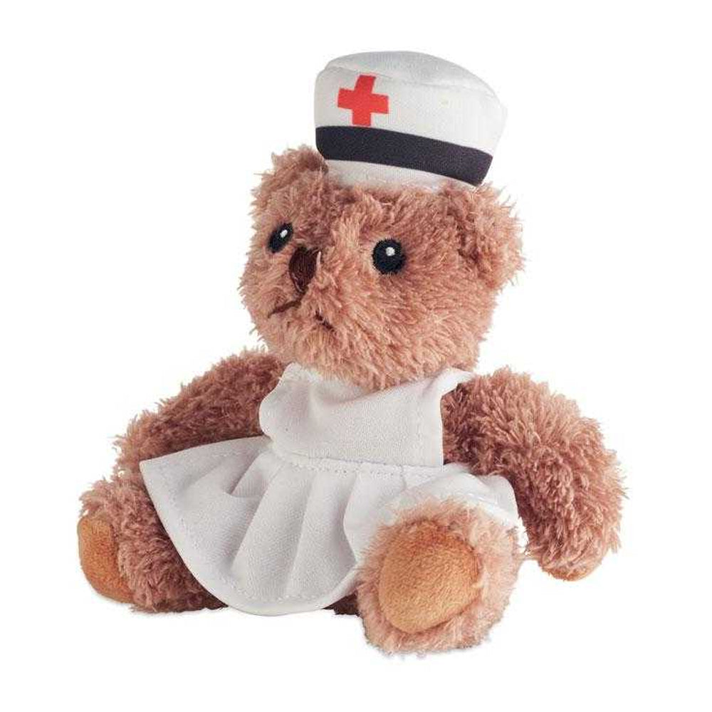 White-Brown - Side - MidOcean Nurse Plush Teddy Bear