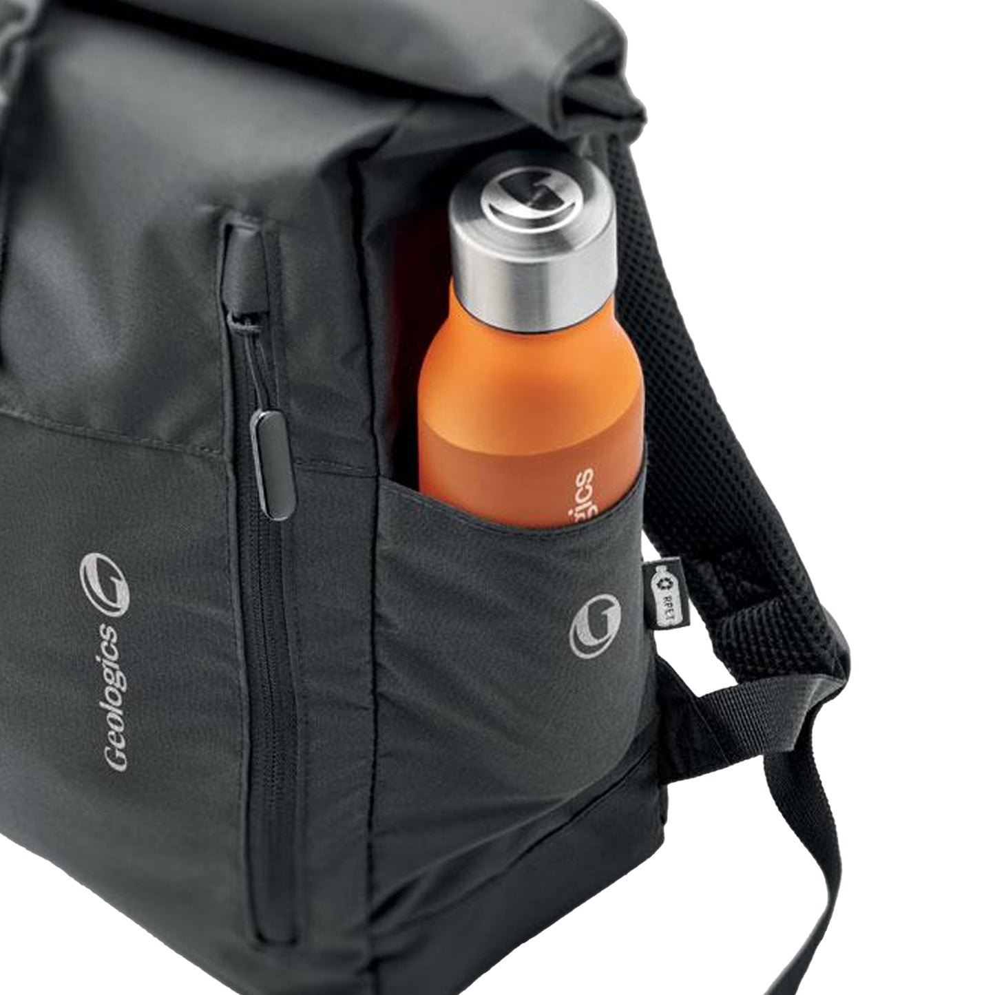 Black - Side - MidOcean Valley Roll Top RPET Backpack