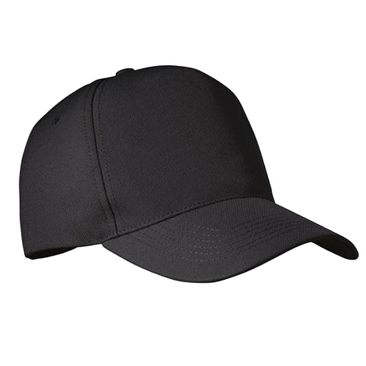 Black - Front - MidOcean Senga RPET 5 Panel Baseball Cap