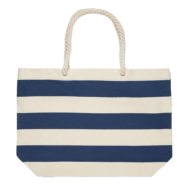 Blue - Back - MidOcean Heaven Stripe Cotton Beach Shopper Bag