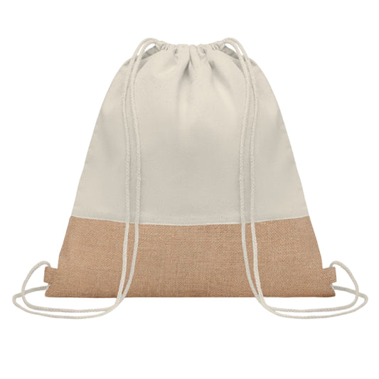 Beige - Front - MidOcean India Jute Drawstring Bag