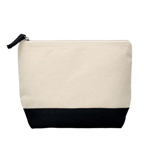 Black-Beige - Front - MidOcean Kleuren Cotton Cosmetic Bag