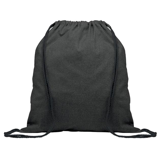 Black - Front - MidOcean Cabetri Colour Recycled Cotton Drawstring Bag