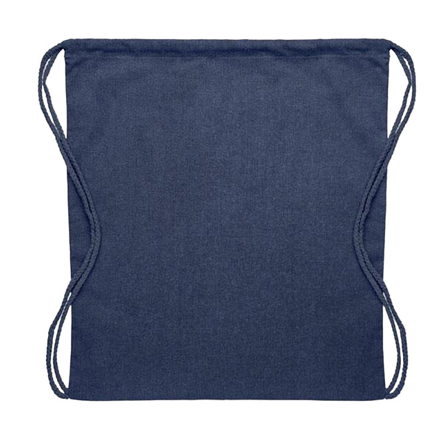 Blue - Back - MidOcean Cabetri Colour Recycled Cotton Drawstring Bag