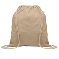 Khaki Brown - Front - MidOcean Cabetri Colour Recycled Cotton Drawstring Bag