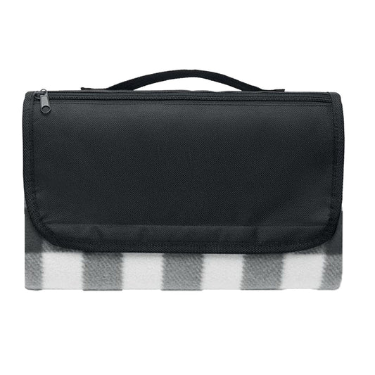 Black - Front - MidOcean Caly Fleece Gingham Check Picnic Blanket