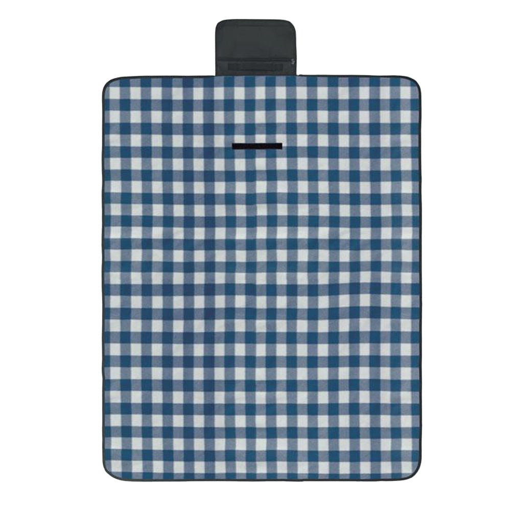 Blue - Side - MidOcean Caly Fleece Gingham Check Picnic Blanket