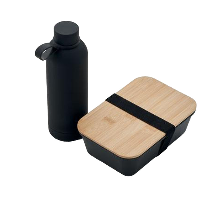 Black - Back - MidOcean Emerald Lunch Box & Bottle Set