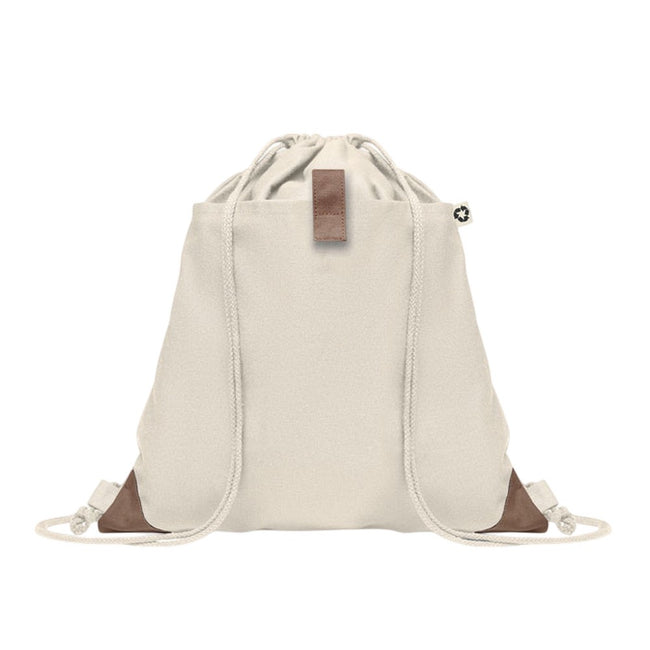 Beige - Side - MidOcean Panda Recycled Cotton Drawstring Bag