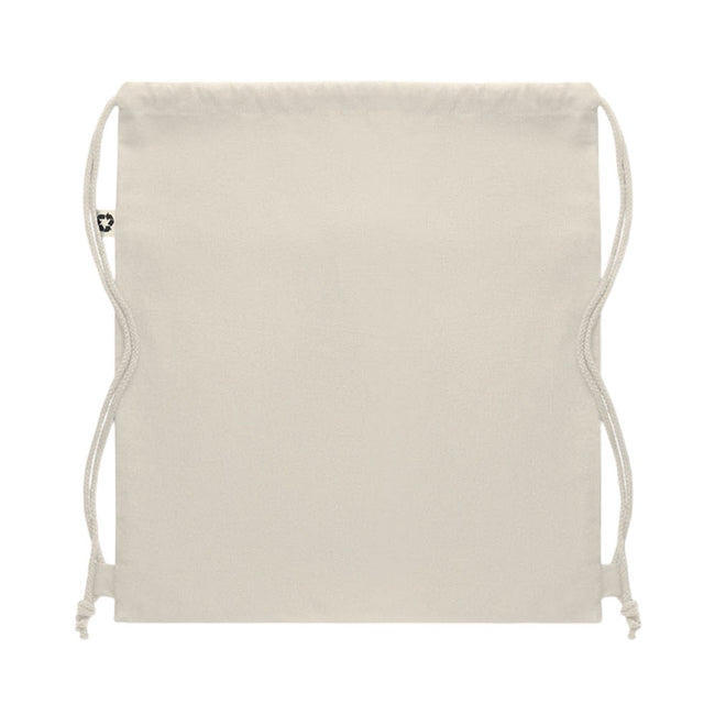Beige - Back - MidOcean Panda Recycled Cotton Drawstring Bag
