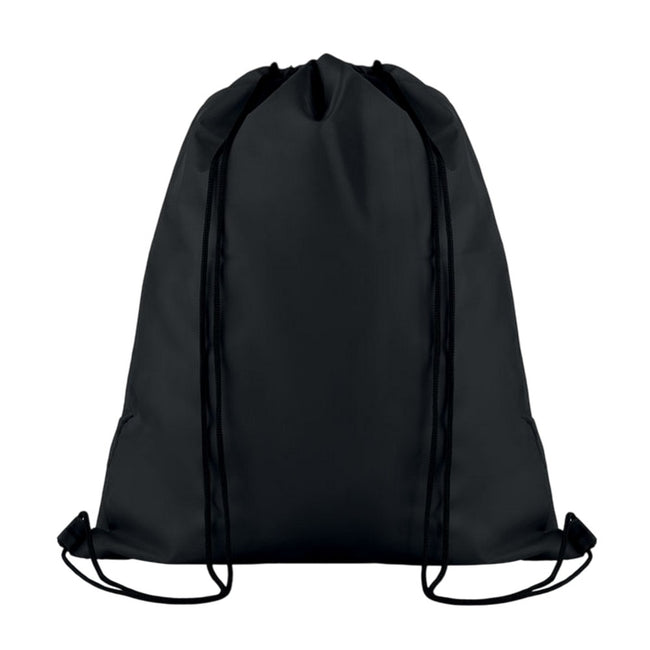 Black - Back - MidOcean Pocket Shoop Polyester Drawstring Bag