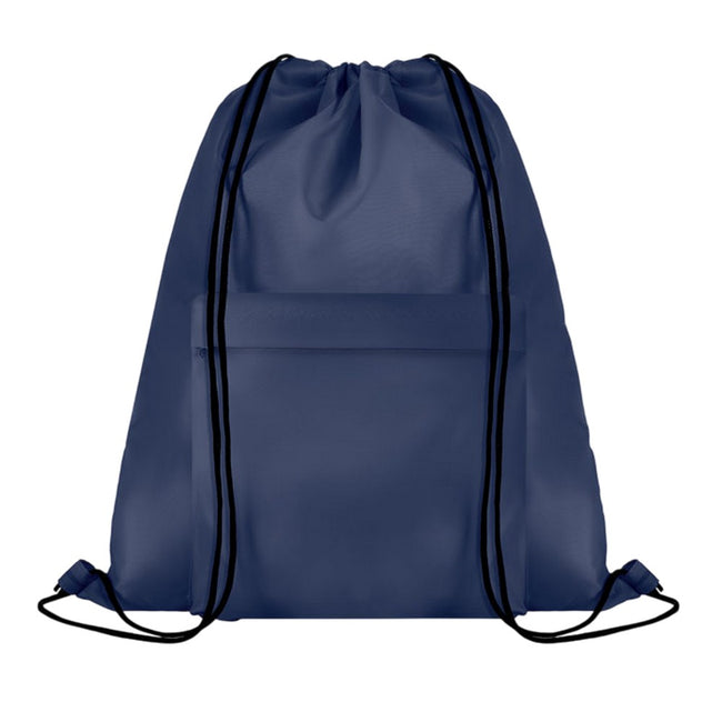 Blue - Front - MidOcean Pocket Shoop Polyester Drawstring Bag
