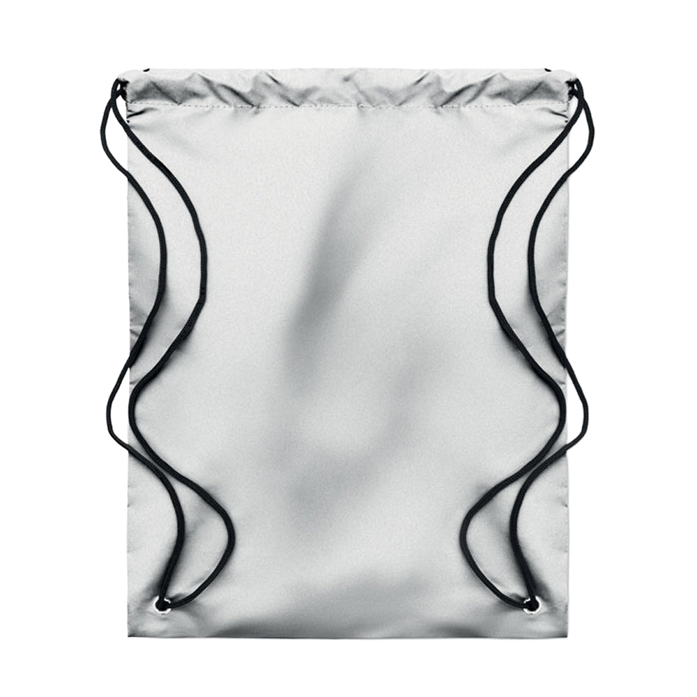 Silver - Back - MidOcean Shoop Reflective Drawstring Bag