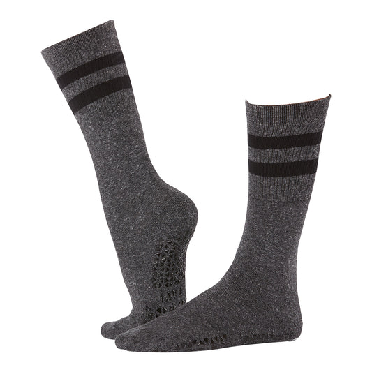Grey-Black - Front - Tavi Noir Womens-Ladies Kai Gripped Crew Socks