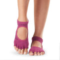 Pink - Back - Toesox Womens-Ladies Bellarina Groovy Half Toe Socks