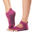 Pink - Front - Toesox Womens-Ladies Bellarina Groovy Half Toe Socks