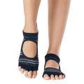 Black-Grey - Side - Toesox Womens-Ladies Bellarina Solstice Half Toe Socks