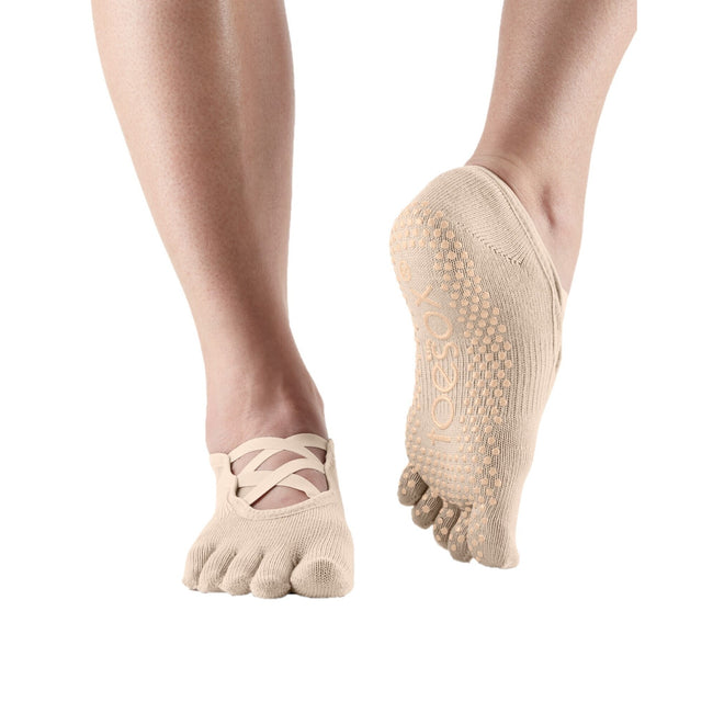 Nude - Front - Toesox Womens-Ladies Elle Toe Socks