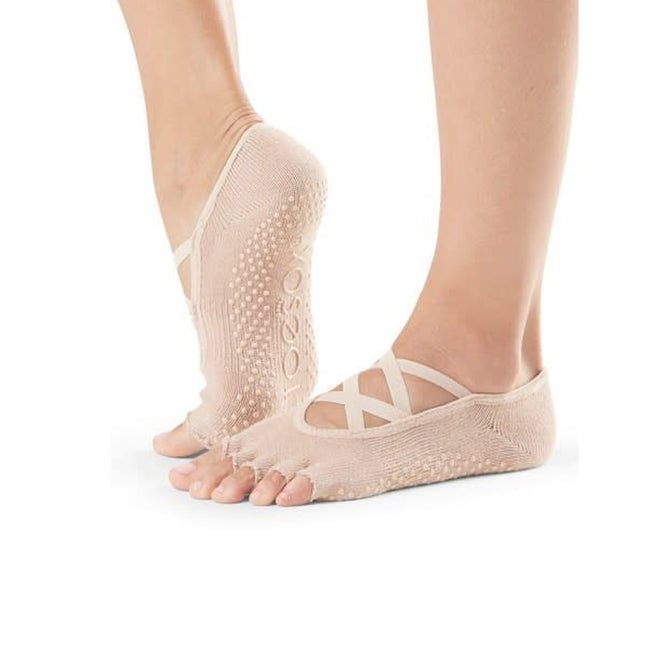 Nude - Back - Toesox Womens-Ladies Elle Toe Socks