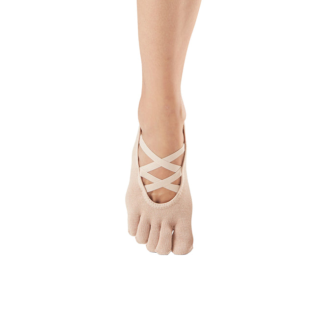 Nude - Side - Toesox Womens-Ladies Elle Toe Socks