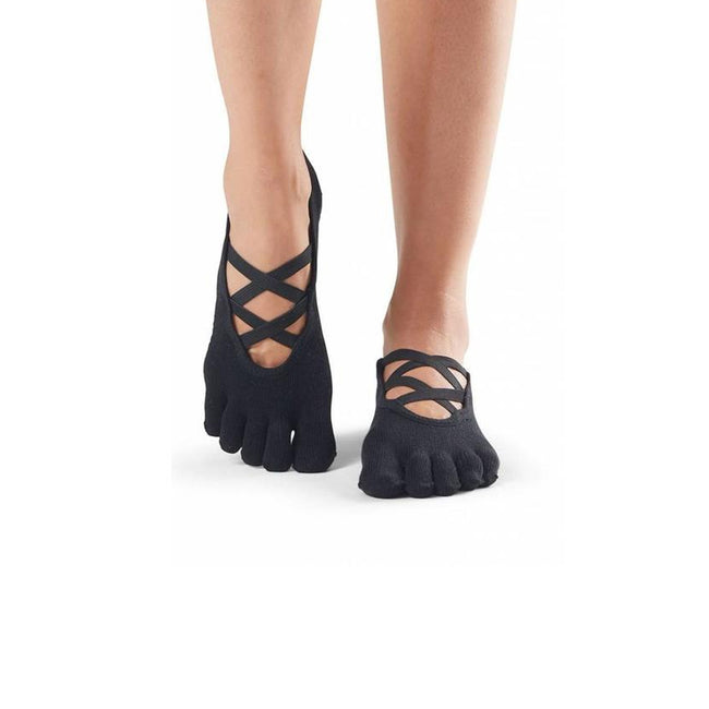 Black - Back - Toesox Womens-Ladies Elle Toe Socks
