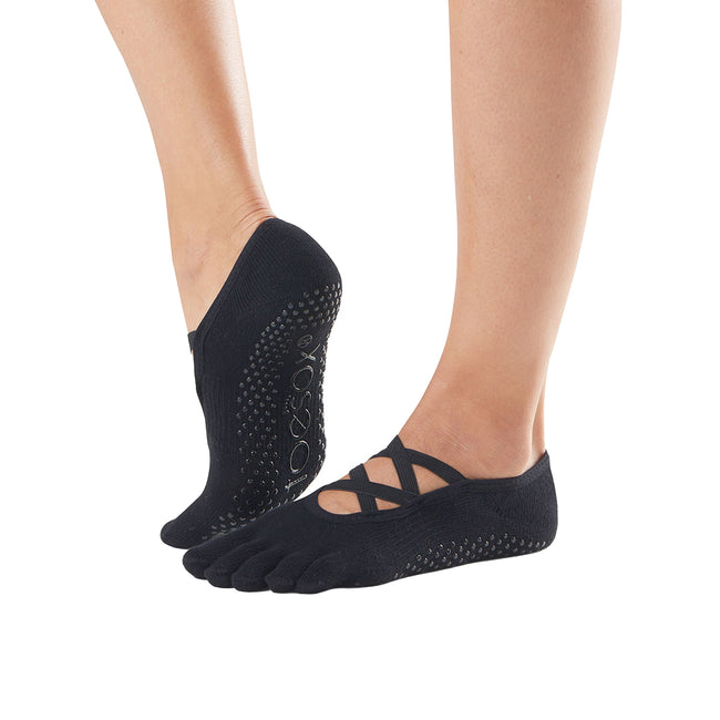 Black - Side - Toesox Womens-Ladies Elle Toe Socks