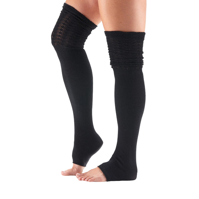 Black - Back - Toesox Womens-Ladies Sasha Leg Warmers