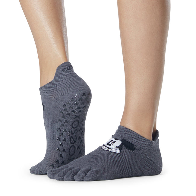 Grey-White-Black - Front - Toesox Womens-Ladies Mickey Mouse Disney Toe Socks