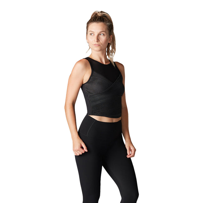 Black - Front - Tavi Noir Womens-Ladies Pleated Sports Bra