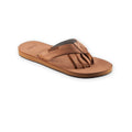 Teak Brown - Front - Toesox Mens Encino Leather Sandals