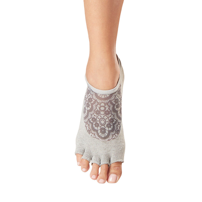 Grey - Side - Toesox Womens-Ladies Luna Legend Half Toe Socks