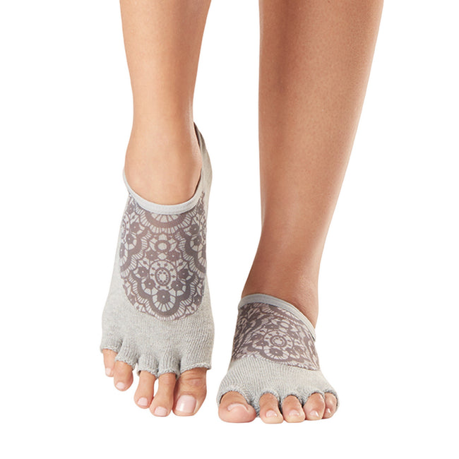 Grey - Front - Toesox Womens-Ladies Luna Legend Half Toe Socks