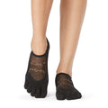 Black - Front - Toesox Womens-Ladies Luna Starpower Half Toe Socks