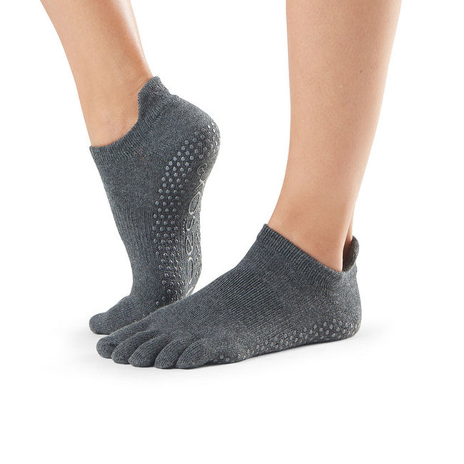 Charcoal Grey - Side - Toesox Womens-Ladies Low Rise Toe Socks