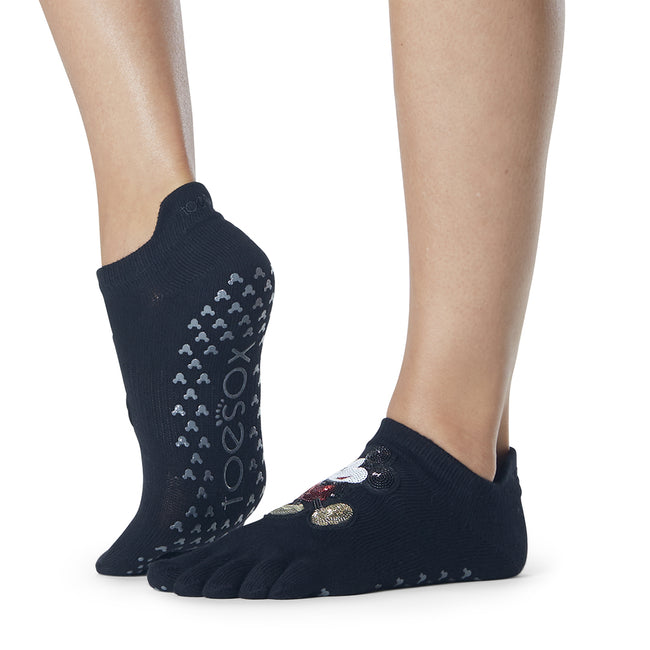 Black-Red-White - Back - Toesox Womens-Ladies Mickey Mouse Disney Sequins Toe Socks