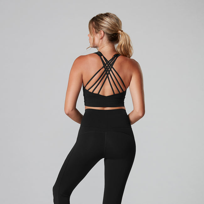 Black - Side - Tavi Noir Womens-Ladies Strappy Sports Bra