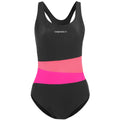 Black-Pink - Front - Crowell Womens-Ladies Lola One Piece Swimsuit