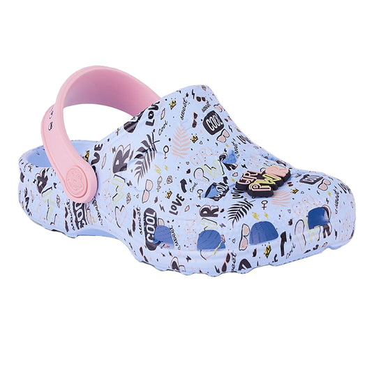 Blue-Pink - Front - Coqui Childrens-Kids Little Frog Game Over Clogs