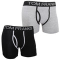Black-Grey - Front - Mens Keyhole Boxer Trunks-Shorts (Pack Of 2)