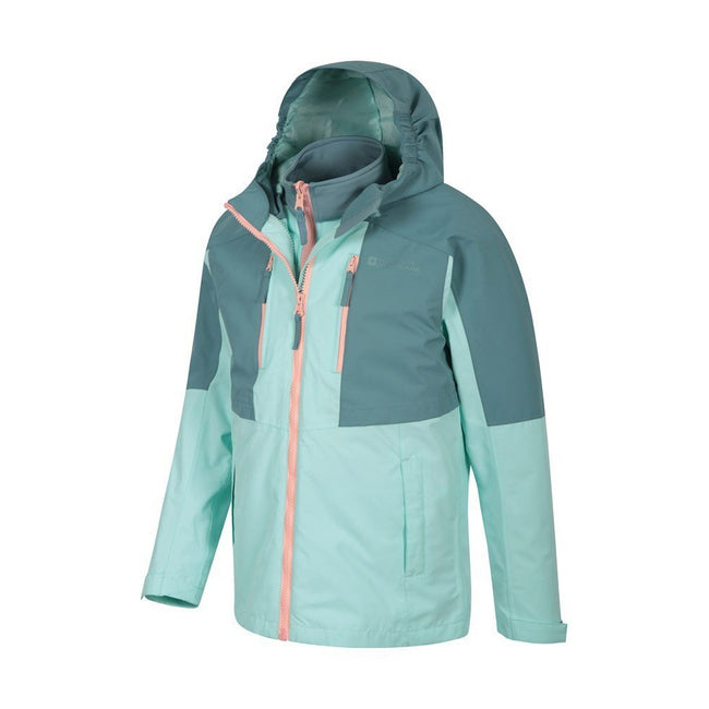 Teal - Side - Mountain Warehouse Childrens-Kids Ravine 3 in 1 Waterproof Jacket