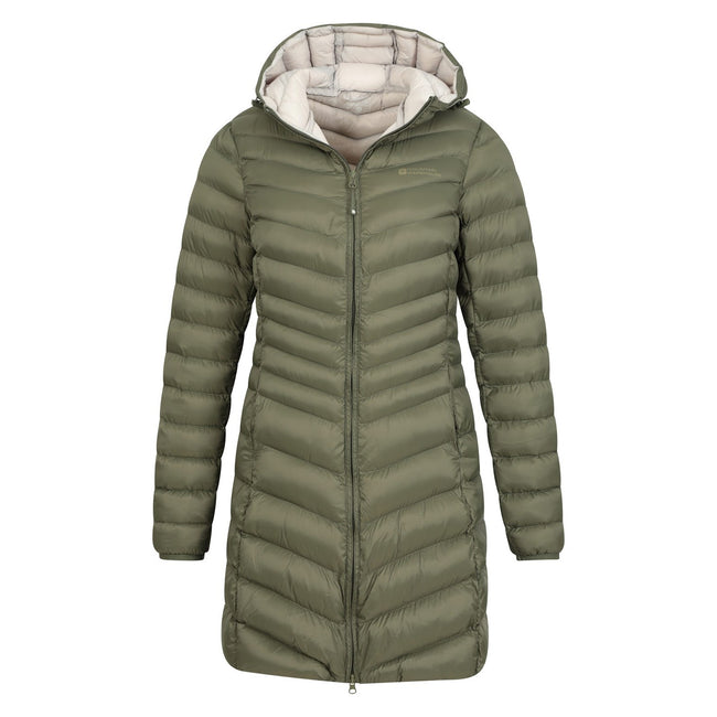 Khaki - Pack Shot - Mountain Warehouse Womens-Ladies Florence Long Padded Jacket