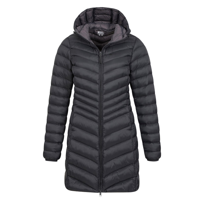 Black - Pack Shot - Mountain Warehouse Womens-Ladies Florence Long Padded Jacket