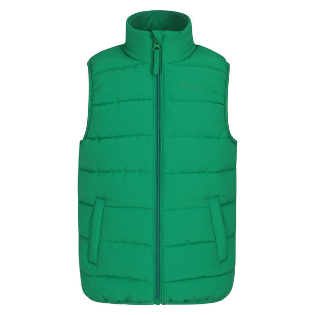 Green - Front - Mountain Warehouse Childrens-Kids Rocko Plain Padded Gilet